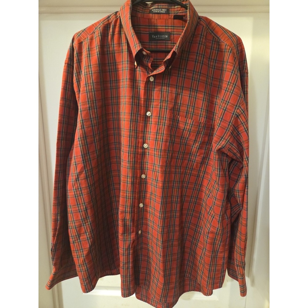 VAN HEUSEN RED LONG SLEEVE LIGHTWEIGHT SHIRT Mens SIZE XL